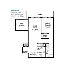 South Tower Meridian with Den Option floor plan